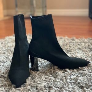 Zara fabric, pointed-toe, ankle boots
